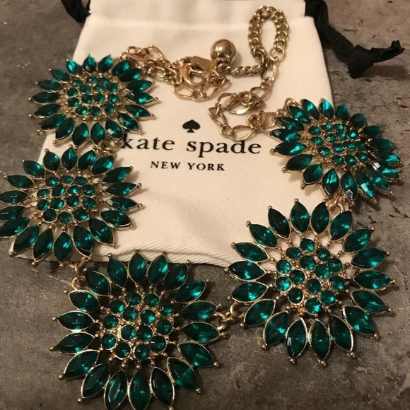 NEW Kate Spade Emerald Green Star Flower Necklace - Picture 2 of 8